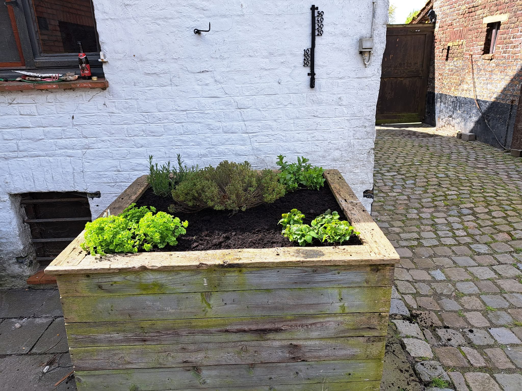 Kruidenbak opnieuw aangeplant